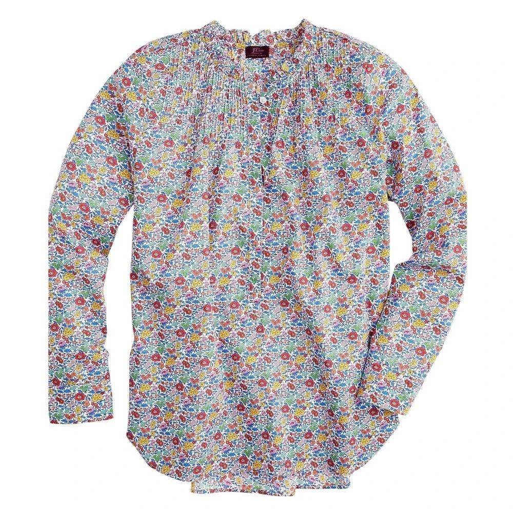 J. Crew x Liberty Fabrics Ruffle Classic Popover Shirt Size 4 Favourite Flowers